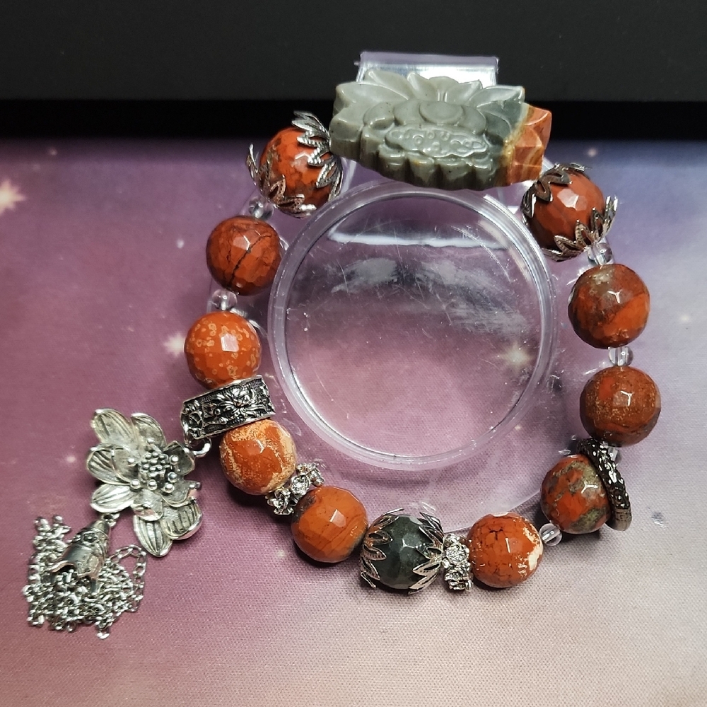 Elegant Silver and Brown Beaded Bracelet
